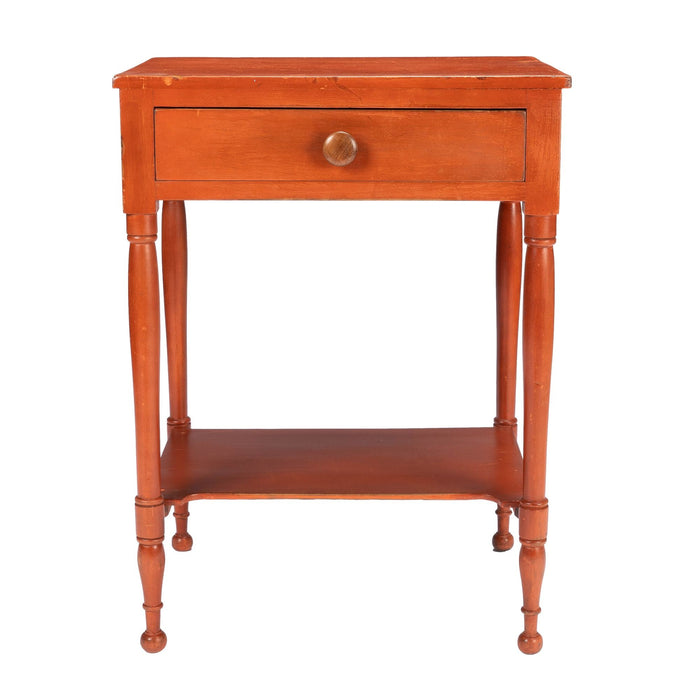 American Sheraton oxide stained one drawer stand with stretcher shelf (1820)