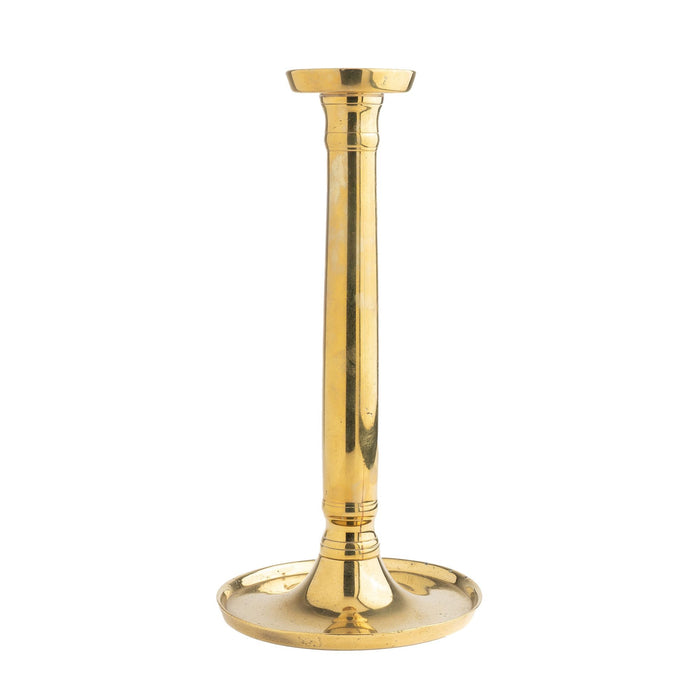 French Charles X period cast brass columnar candlestick (c. 1815-30)