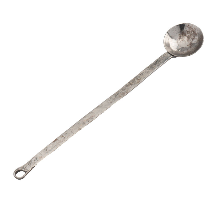 Polished forged iron tasting ladle with looped end (1825-50)