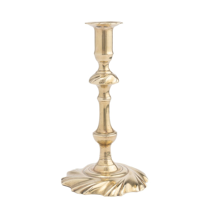 English seam cast brass swirl base candlestick (1750)