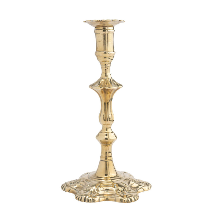 English shell base Queen Anne candlestick (c. 1760)