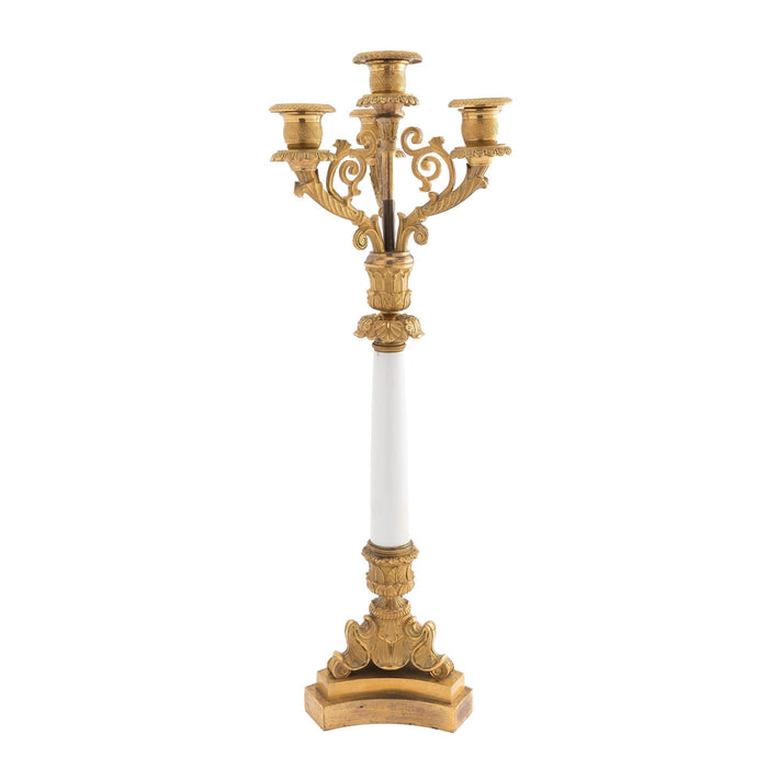 French gilt bronze & opaline glass candelabra (c. 1815)