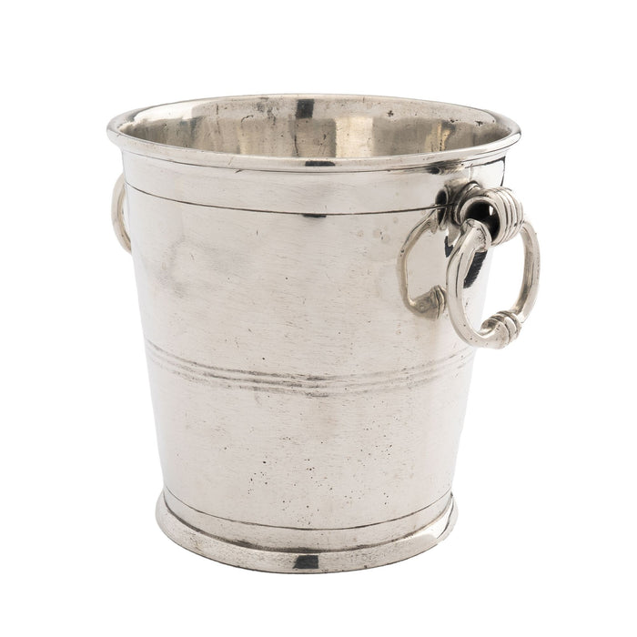 Italian polished pewter ice pail with drop ring handles by La Bottega del Peltro (1970's)