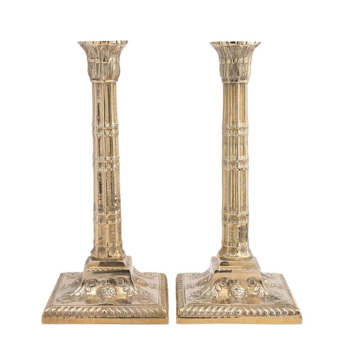 Pair of cast cluster column candlesticks by Martin, Hall & Co Ltd (1850-75)