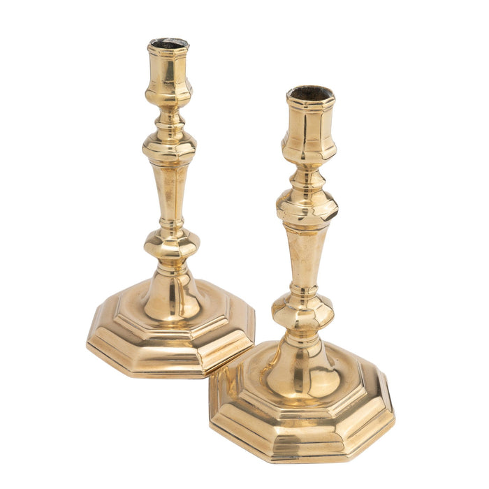 Pair of French octagonal brass candlesticks (1750's)