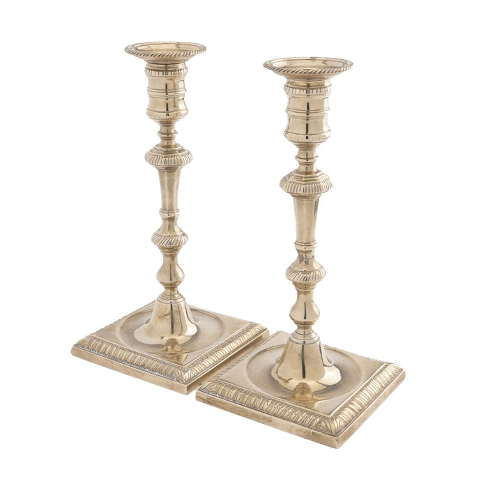 Pair of George II paktong candlesticks (1750-60)