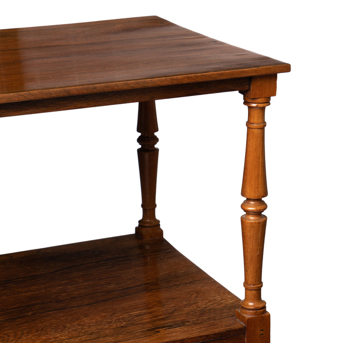 English three tier dumb waiter on brass castors in Brazilian rosewood (1810)