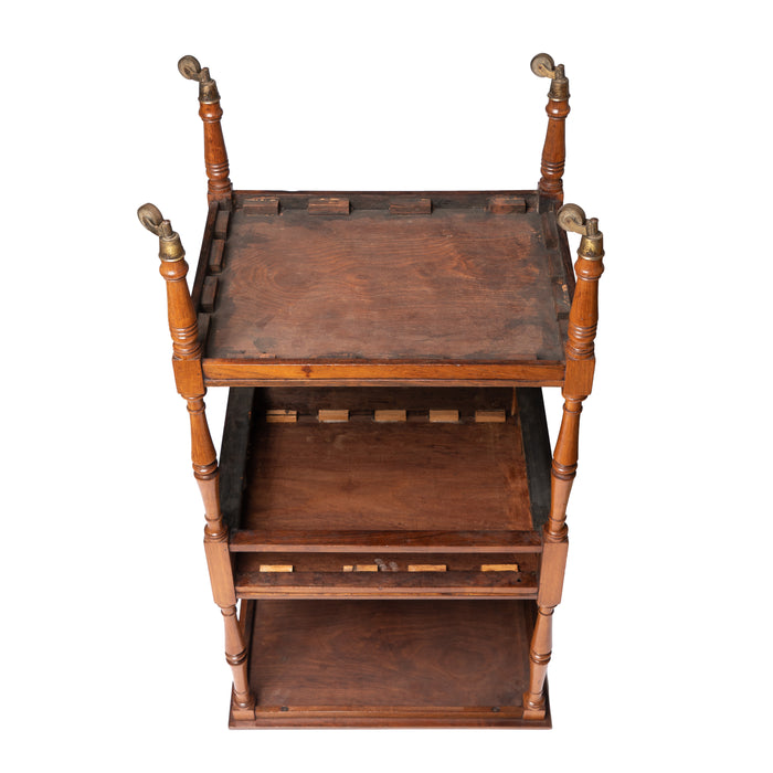 English three tier dumb waiter on brass castors in Brazilian rosewood (1810)