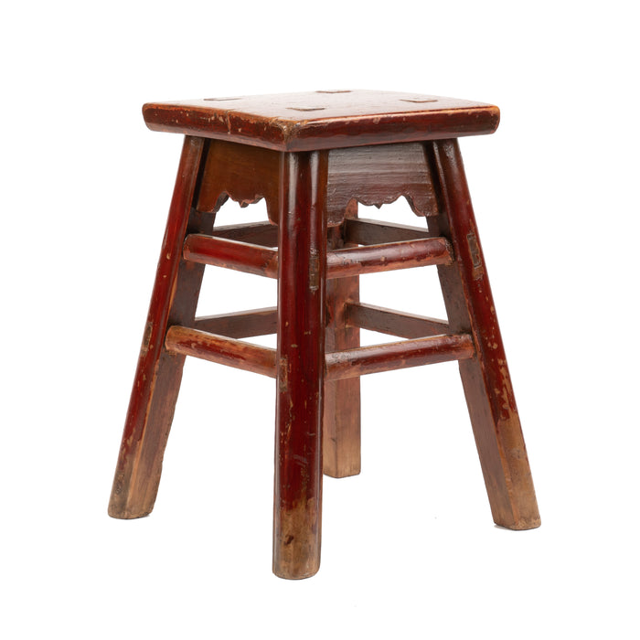 Chinese red lacquered wood joint stool (1800’s)