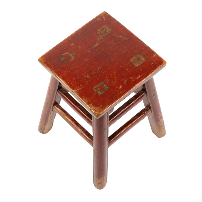 Chinese red lacquered wood joint stool (1800’s)