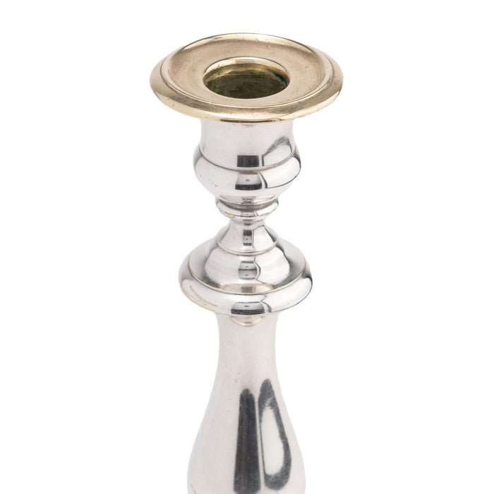 Charles X silvered brass baluster form candlestick by Christofle (c. 1830)