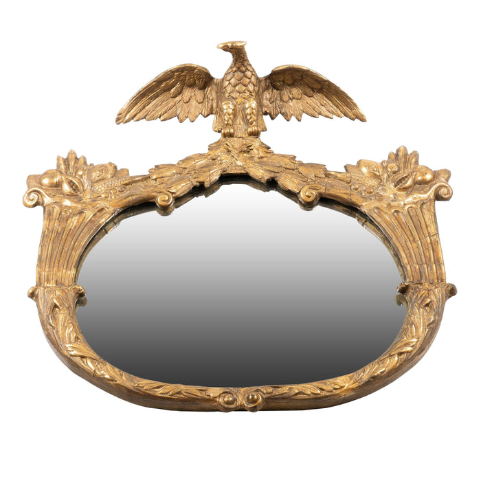 19th Century American Oval Gilt Gesso Mirror Frame With Eagle Crest