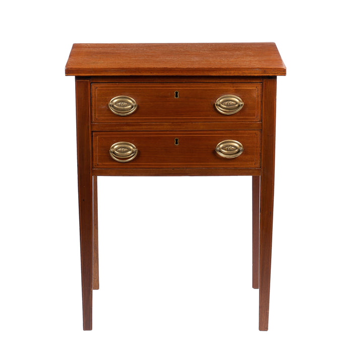 American Hepplewhite Mahogany Two Drawer Stand (1800's)