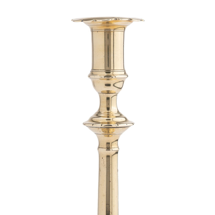 English Georgian cast brass candlestick (c. 1770)