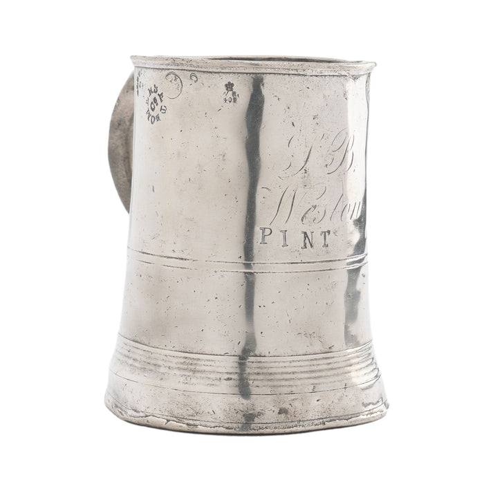 English George III pewter pint mug (1775-1800)