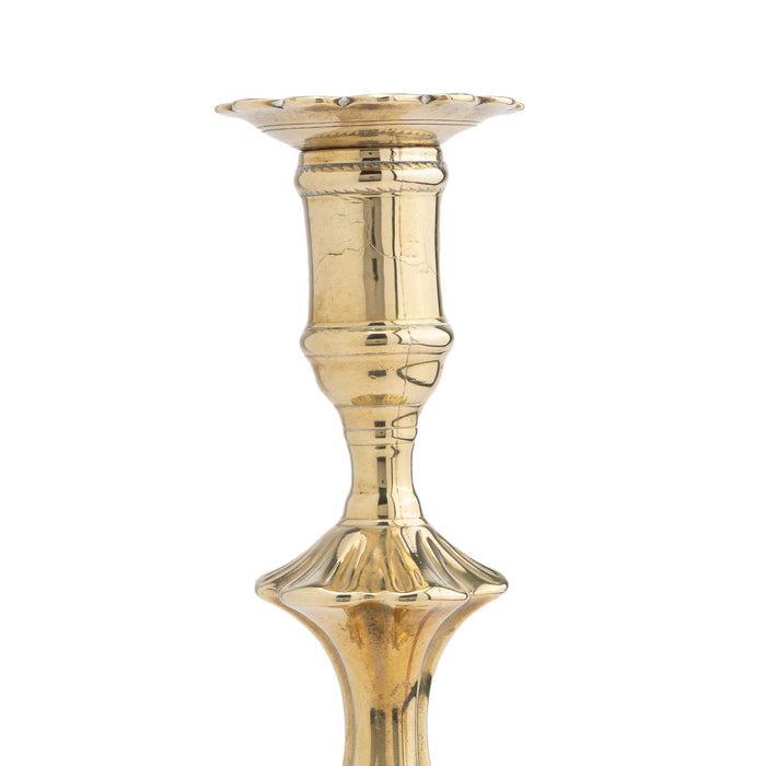 English shell base Queen Anne candlestick (c. 1760)