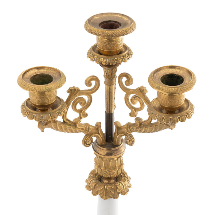 French gilt bronze & opaline glass candelabra (c. 1815)