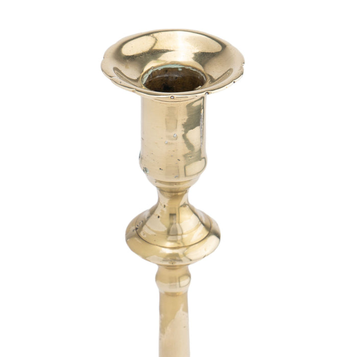 Cast brass Queen Anne candlestick (c. 1750)