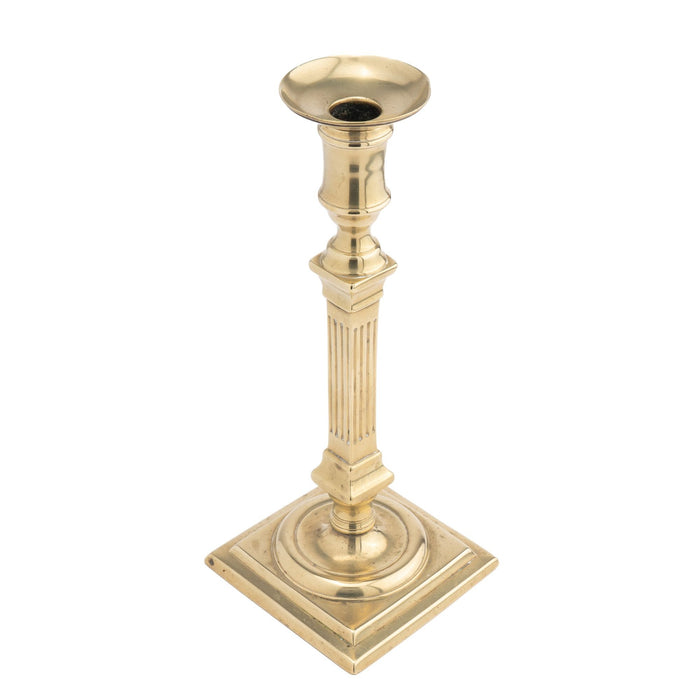 Pair of George III cast brass columnar candlesticks (1790-1800)