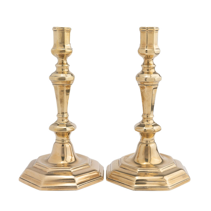 Pair of French octagonal brass candlesticks (1750's)