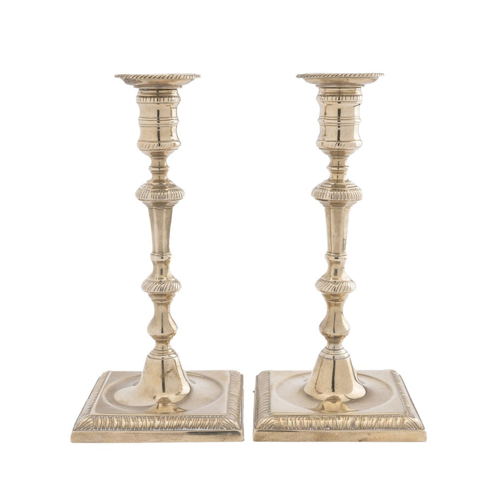 Pair of George II paktong candlesticks (1750-60)