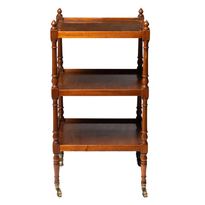 English three tier dumb waiter on brass castors (1810-20)