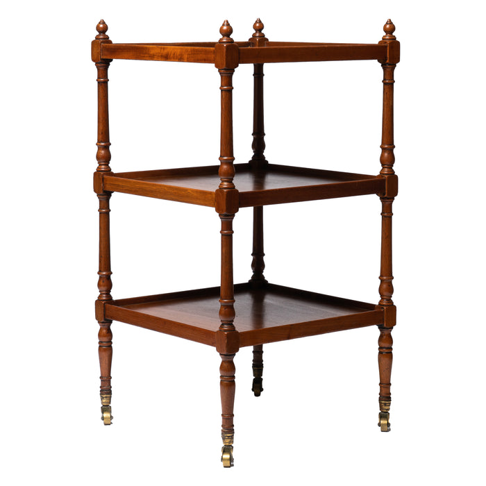 English three tier dumb waiter on brass castors (1810-20)