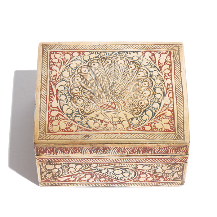 British Raj engraved brass stamp box (1920-30)