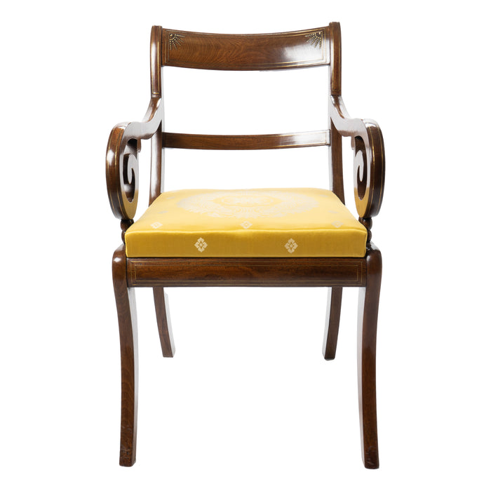 English mahogany arm chair with upholstered seat (c. 1820)