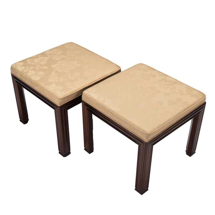 Pair of upholstered square stools in the Chinese taste (1950's)