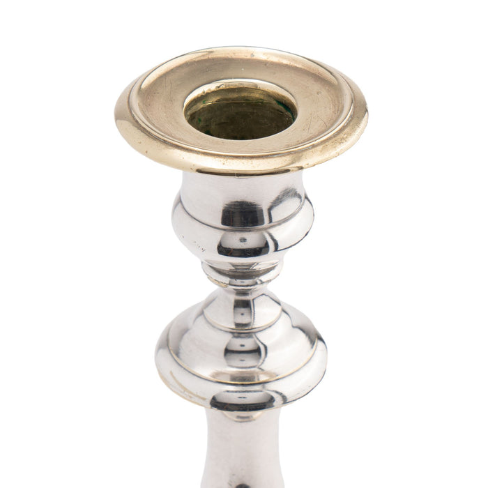 Charles X silvered brass baluster form candlestick by Christofle (c. 1830)