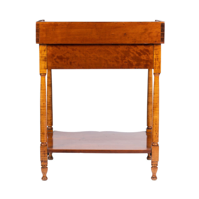 Philadelphia cherry wood dressing stand with splash on a conforming apron (1810-20)