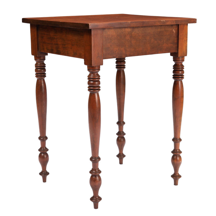 American Sheraton curly cherry wood one drawer stand (c. 1820)