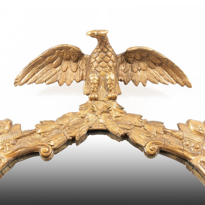 American Oval Gilt Gesso Mirror Frame With Eagle Crest (1800's)