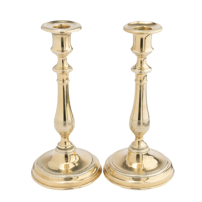 Pair of French Restoration cast brass candlesticks (1815)