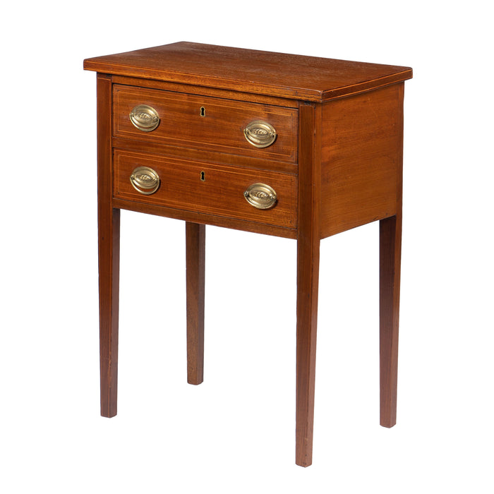 American Hepplewhite Mahogany Two Drawer Stand (1800's)