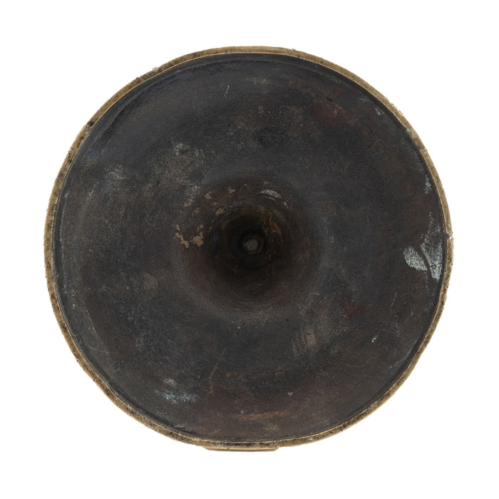 Continental cast brass circular base candlestick (c. 1720-40)