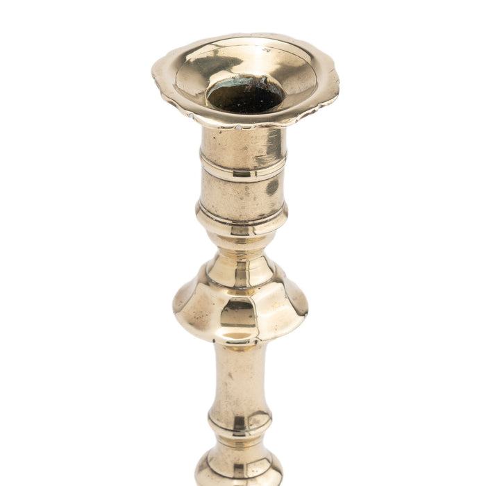 English cast brass Queen Anne candlestick (c. 1750)