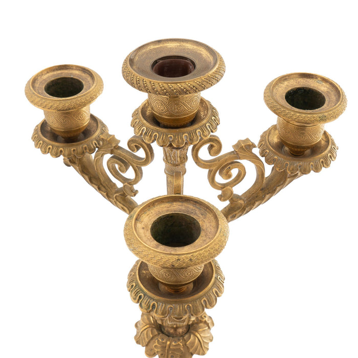 French gilt bronze & opaline glass candelabra (c. 1815)