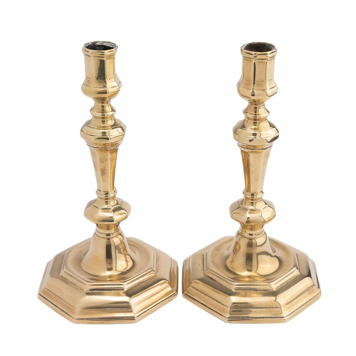 Pair of French octagonal brass candlesticks (1750's)