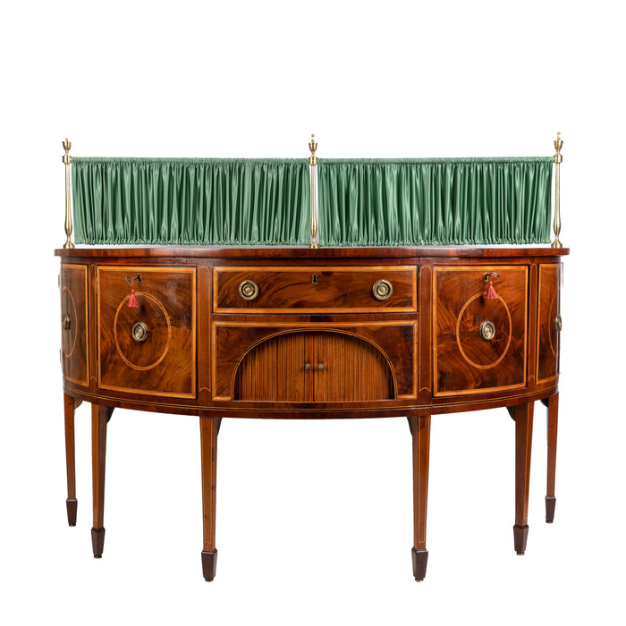 English George III inlaid demi lune console sideboard (1780)