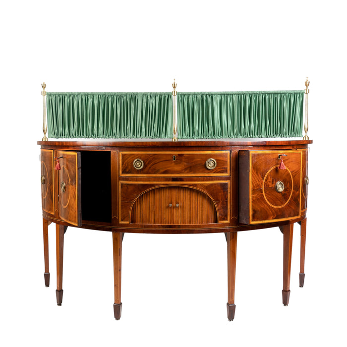 English George III inlaid demi lune console sideboard (1780)