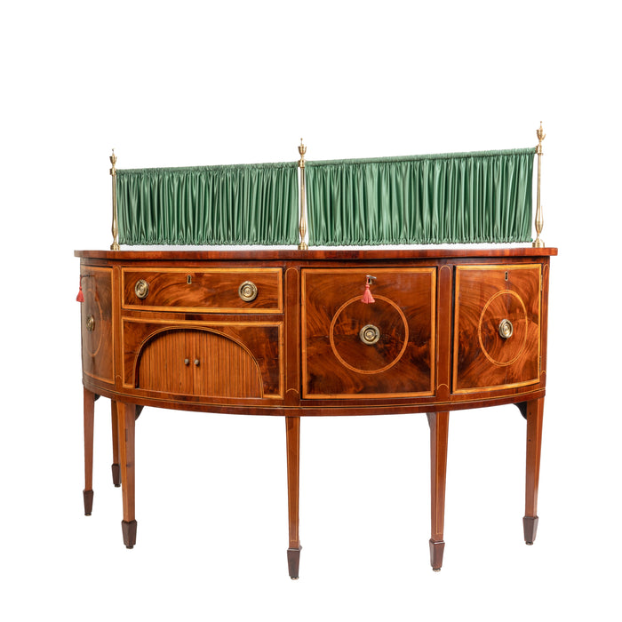 English George III inlaid demi lune console sideboard (1780)