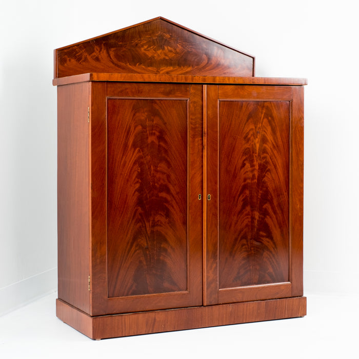 English two door mahogany server with pedimented backsplash (c. 1820)