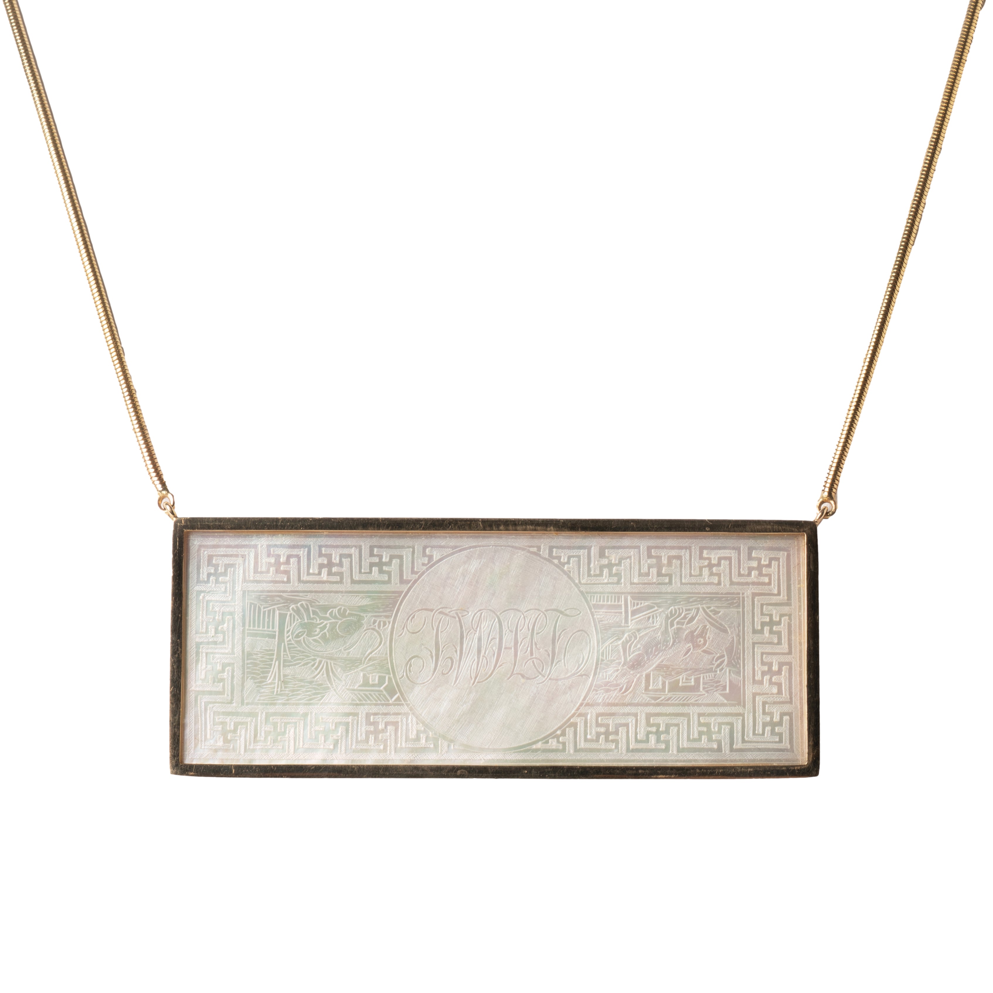 Chinese carved Mother of Pearl gaming chip necklace – The