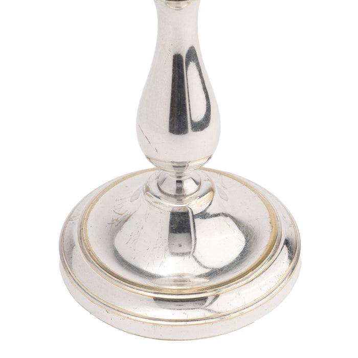 Charles X silvered brass baluster form candlestick by Christofle (c. 1830)