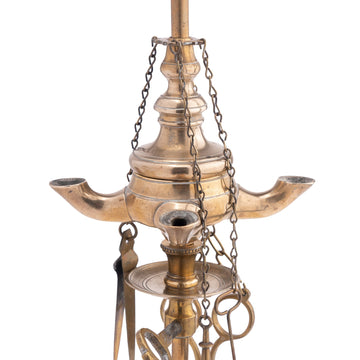Exquisite Brass Candelabra Oil and Wick Lamp With 4 Arms, Height 38 cm x  Width 28 cm
