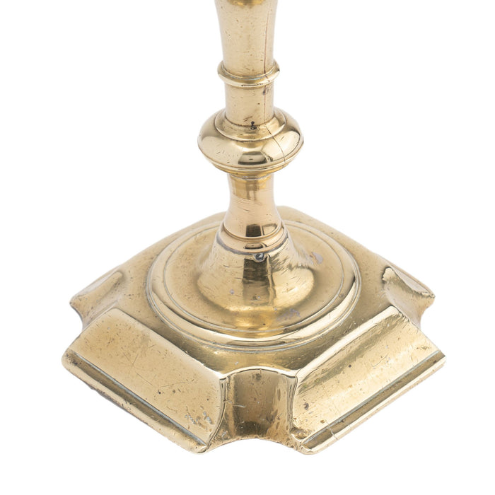 English cast brass Queen Anne candlestick (1740-50)