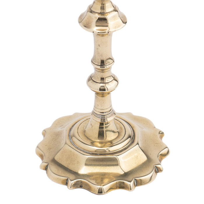 English cast brass Queen Anne candlestick (c. 1750)