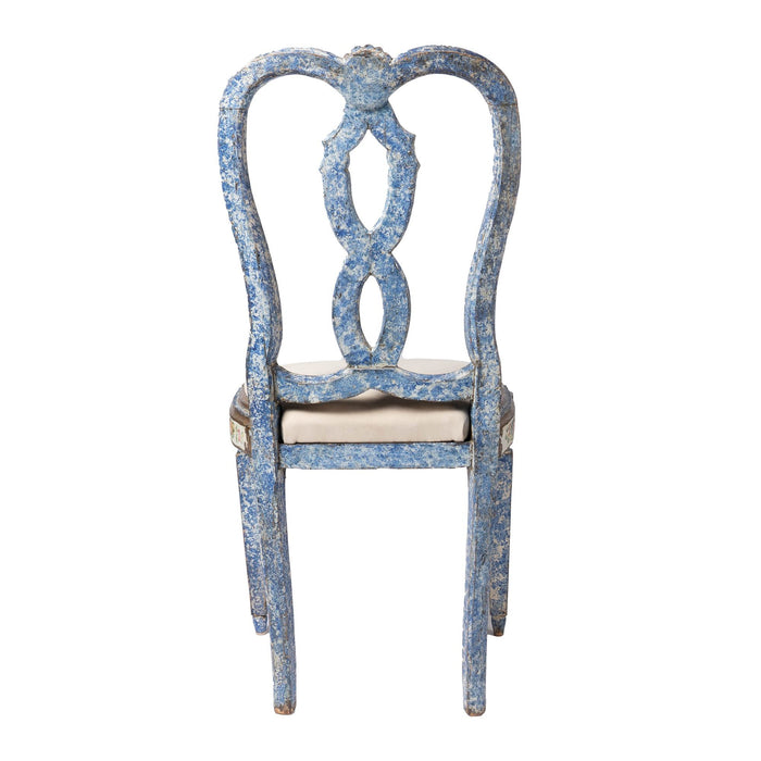 Italian Baroque "Queen Anne" slip seat side chair in original painted decoration (1700's)